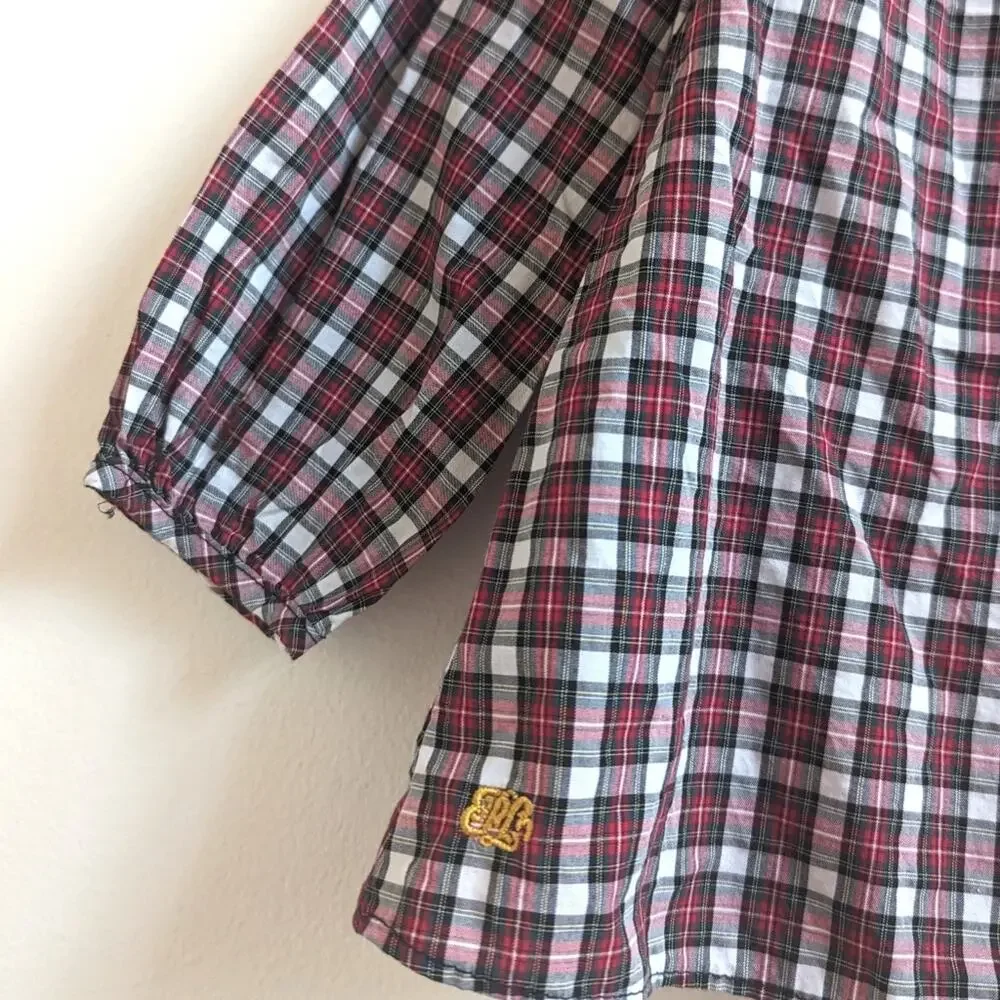 Ralph Lauren Red Tartan Plaid Blouse Shirt Baby Girls 12m Christmas Holidays